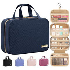 HOTOR travel toiletry bag closed view shows compact profile for easy packing.