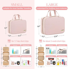 HOTOR Travel Toiletry Bag compartments help organize cosmetics, skincare, and accessories.