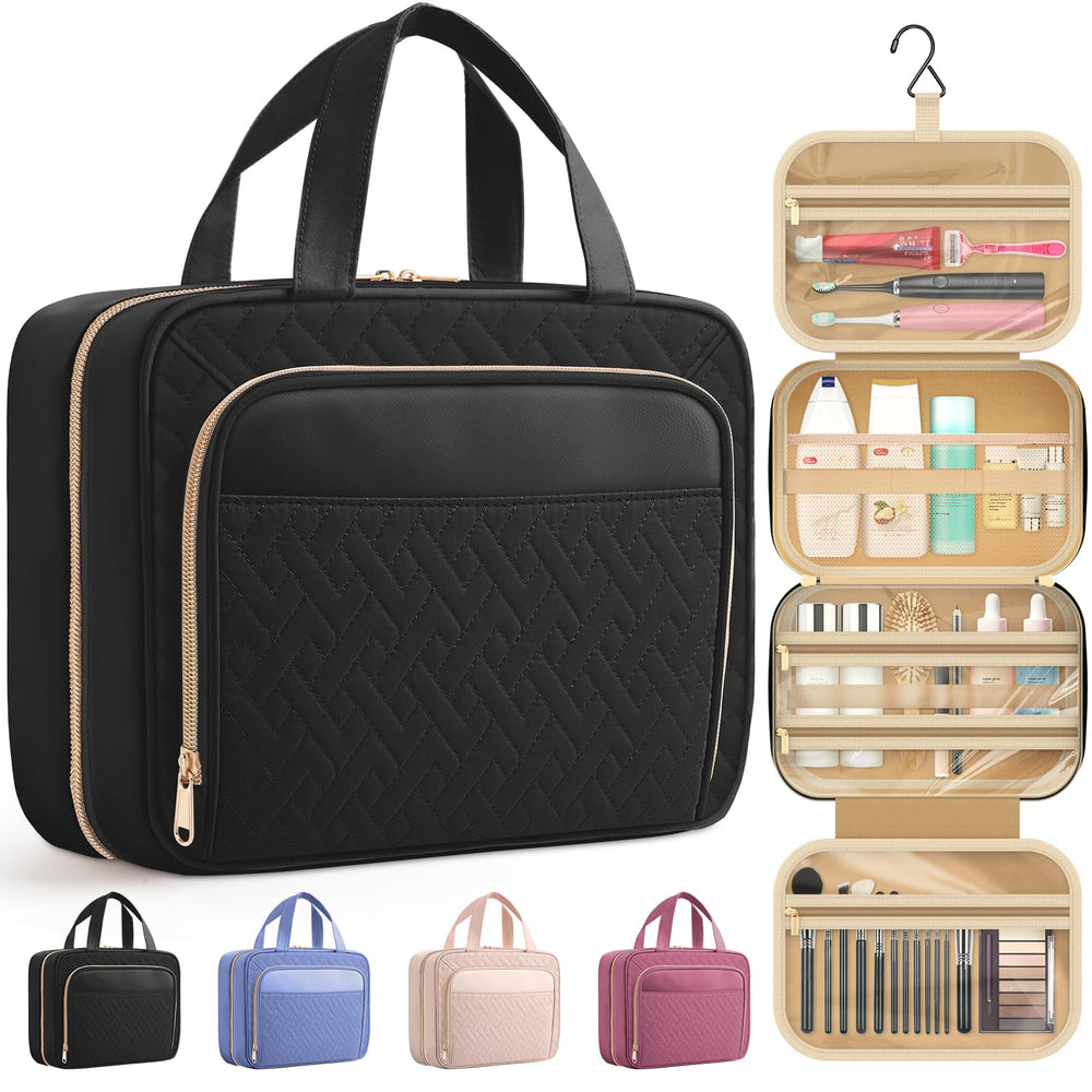 HOTOR travel toiletry bag hanging hook enables easy access on the go
