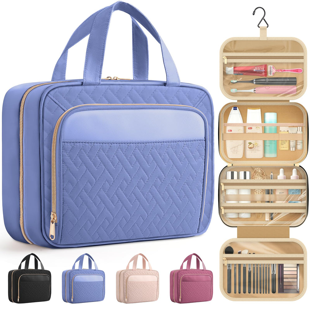 HOTOR travel toiletry bag with hanging hook offers easy access on the bathroom rack