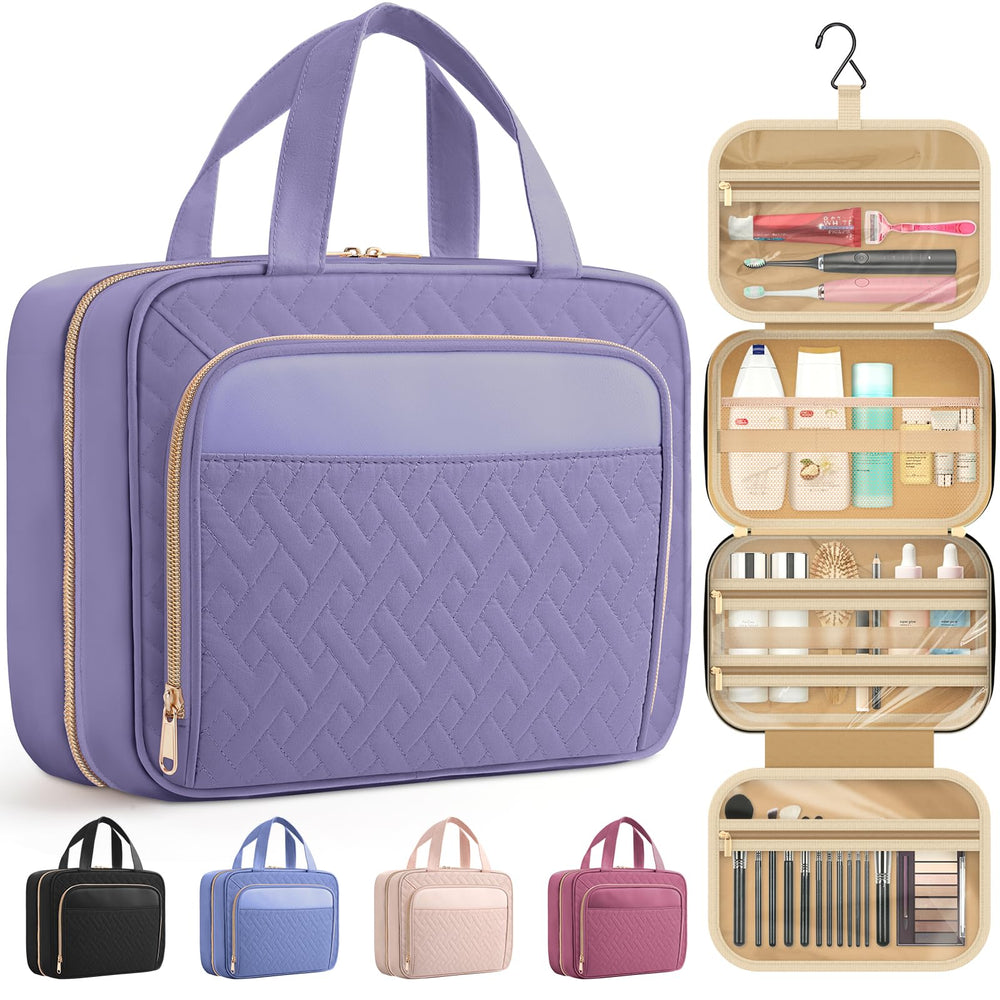 HOTOR travel toiletry bag in light purple, front view for organized packing