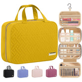 HOTOR travel toiletry bag in yellow, front view, for easy on-the-go organization