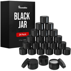 Houseables 2oz black cosmetic jar with lid—air-tight storage for creams and samples.