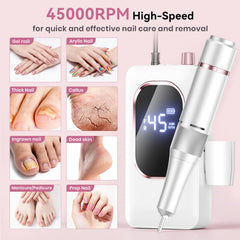 Hoxida nail drill with 6 interchangeable bits for versatile shaping.