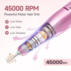 HQMPHQ nail drill battery life showcases long-lasting charge for mobile use.