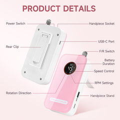 HQMPHQ nail drill in lightweight portable design ready for travel.