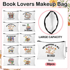 HSDSH book lovers makeup bag canvas texture emphasizes sturdy daily durability