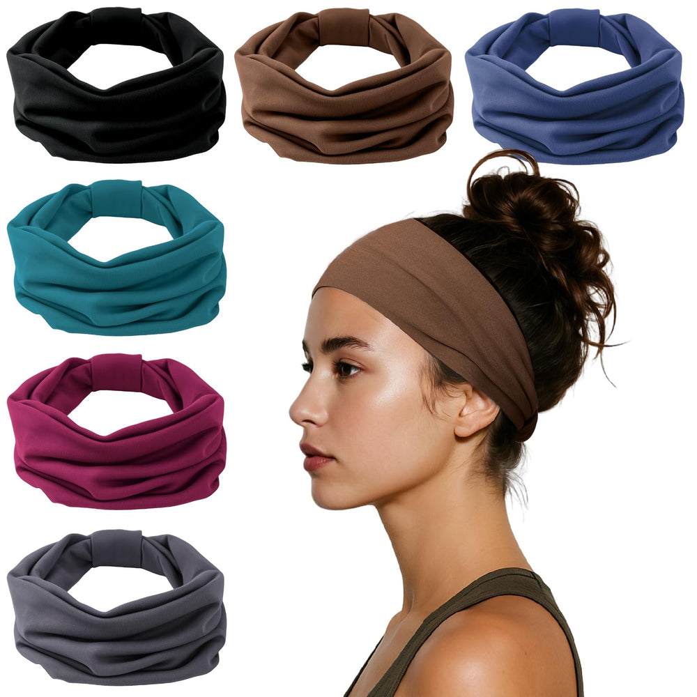 HSEM headband in dark gray showing secure non-slip fit during workouts