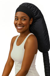 HSHHPZ hooded dryer-curly cap provides even heat for defined curls.