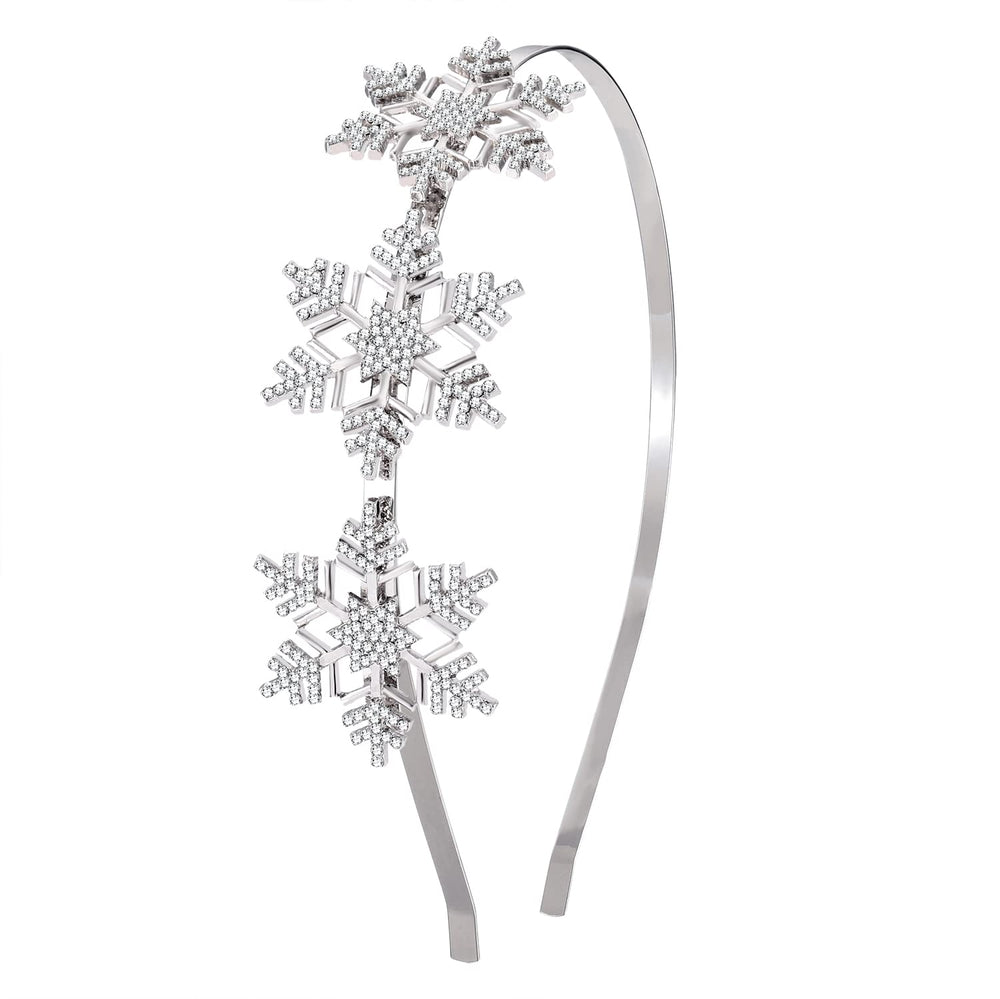 HSWE Christmas snowflake headband rhinestone shines for festive wear and holiday photos.