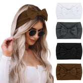 Huachi Bow Headband front view with soft fabric and secure non-slip grip for daily wear.