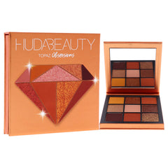 Huda Obsessions Topaz palette application demonstrates smooth finish for versatile daytime to evening looks.