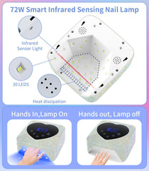 HUGMAPLE 72W diamond LED nail lamp delivers fast, even gel curing at home.