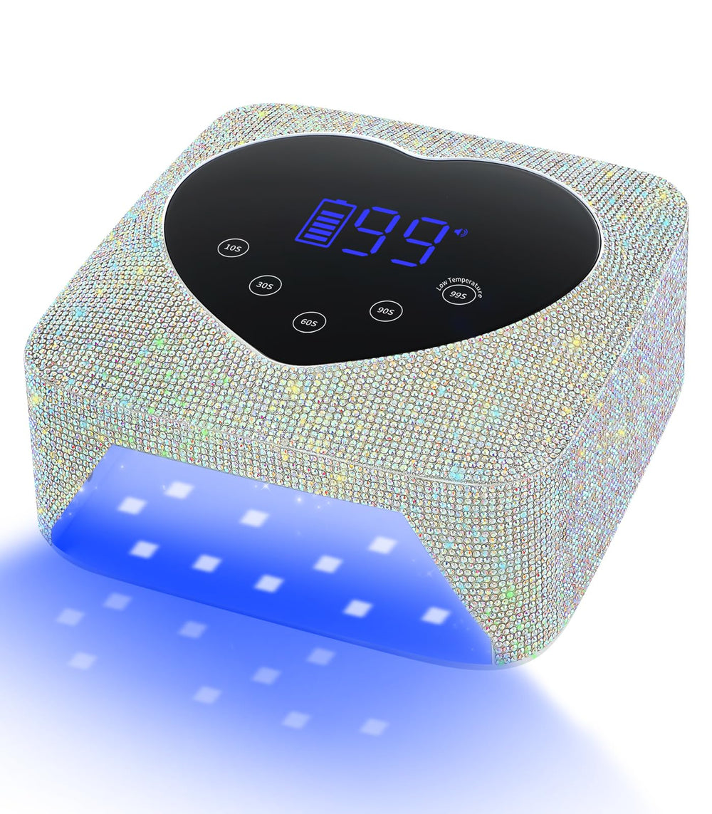 HUGMAPLE cordless nail lamp with smart display guides curing times for precise nails.