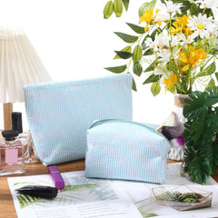 Huhumy two-size makeup pouch set provides versatile storage options