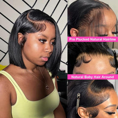 HUIDI Brazilian virgin hair bob lace detail showing authentic texture and shine