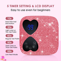 HUITINE smart heart display nail lamp for precise timer control.