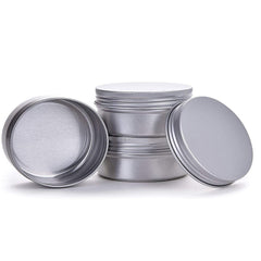 Hulless aluminum tin jar side view with 3.3 inch diameter