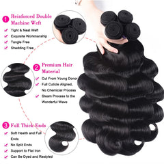 Hullran 12A body wave bundle 16 inch close-up shows durable weave for volume.