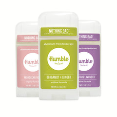 Humble aluminum-free deodorant Bergamot Ginger stick applying for daily freshness
