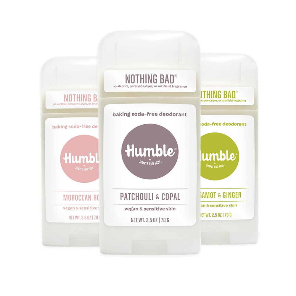 Humble Brands 3-pack packaging showcases clean design for travel-ready freshness.