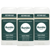 Humble Brands Original Formula deodorant bottle in Black Spruce for all-day odor control.
