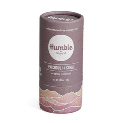 Humble Brands Original Formula deodorant packaging closeup highlights plastic-free packaging and natural ingredients for an eco-friendly lifestyle.