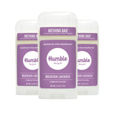 Humble Brands Original Formula deodorant packaging shows Mountain Lavender scent and aluminum-free design.