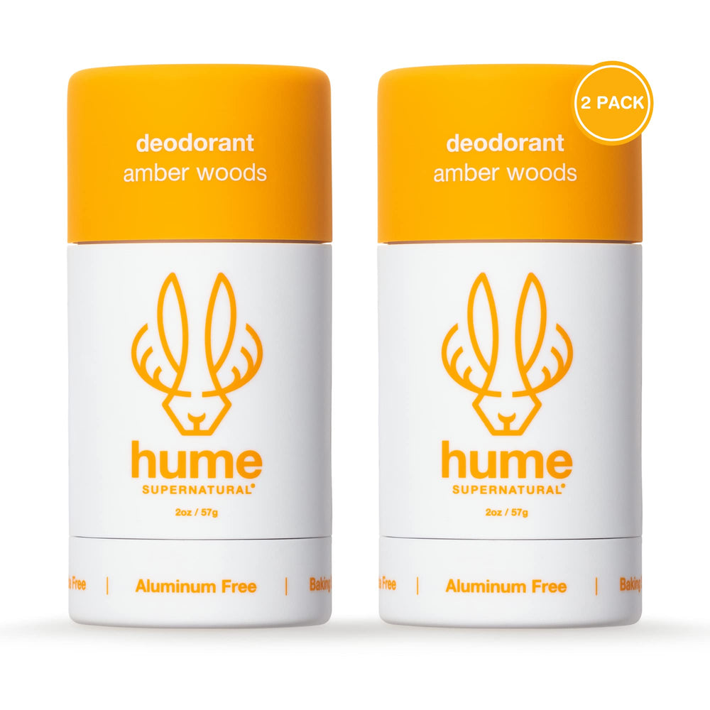 Hume Supernatural Amber Woods deodorant stick delivers long lasting odor control.