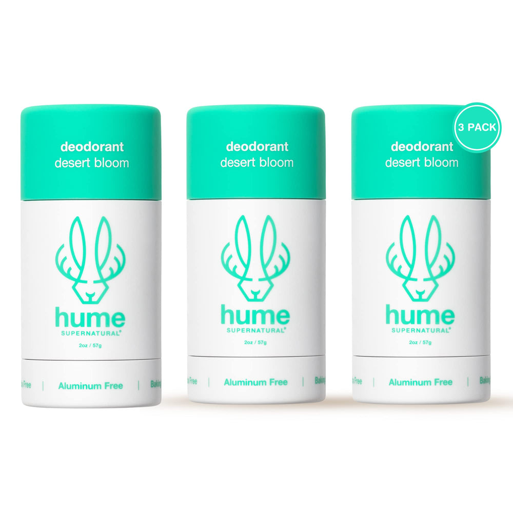 Hume Supernatural Desert Bloom 3-pack packaging featuring aluminum-free roll-on.