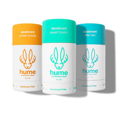 Hume Supernatural Desert Bloom deodorant stick showing aluminum-free formula for all-day freshness