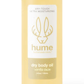HUME SUPERNATURAL Dry Body Oil Spray demonstrates quick absorption for all skin types.