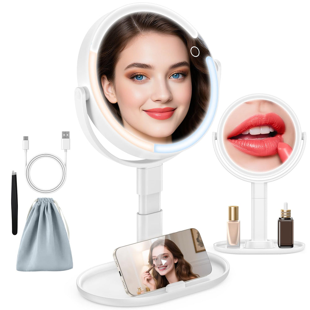HUNCAB 15X/1X magnification mirror shows precise details for makeup tasks