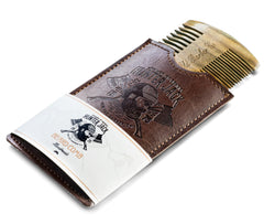 Hunter Jack sandalwood beard comb with wide tooth shapes and styles, reducing frizz during grooming.