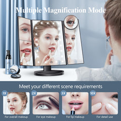 HUONUL makeup mirror 10x magnification reveals fine facial details.
