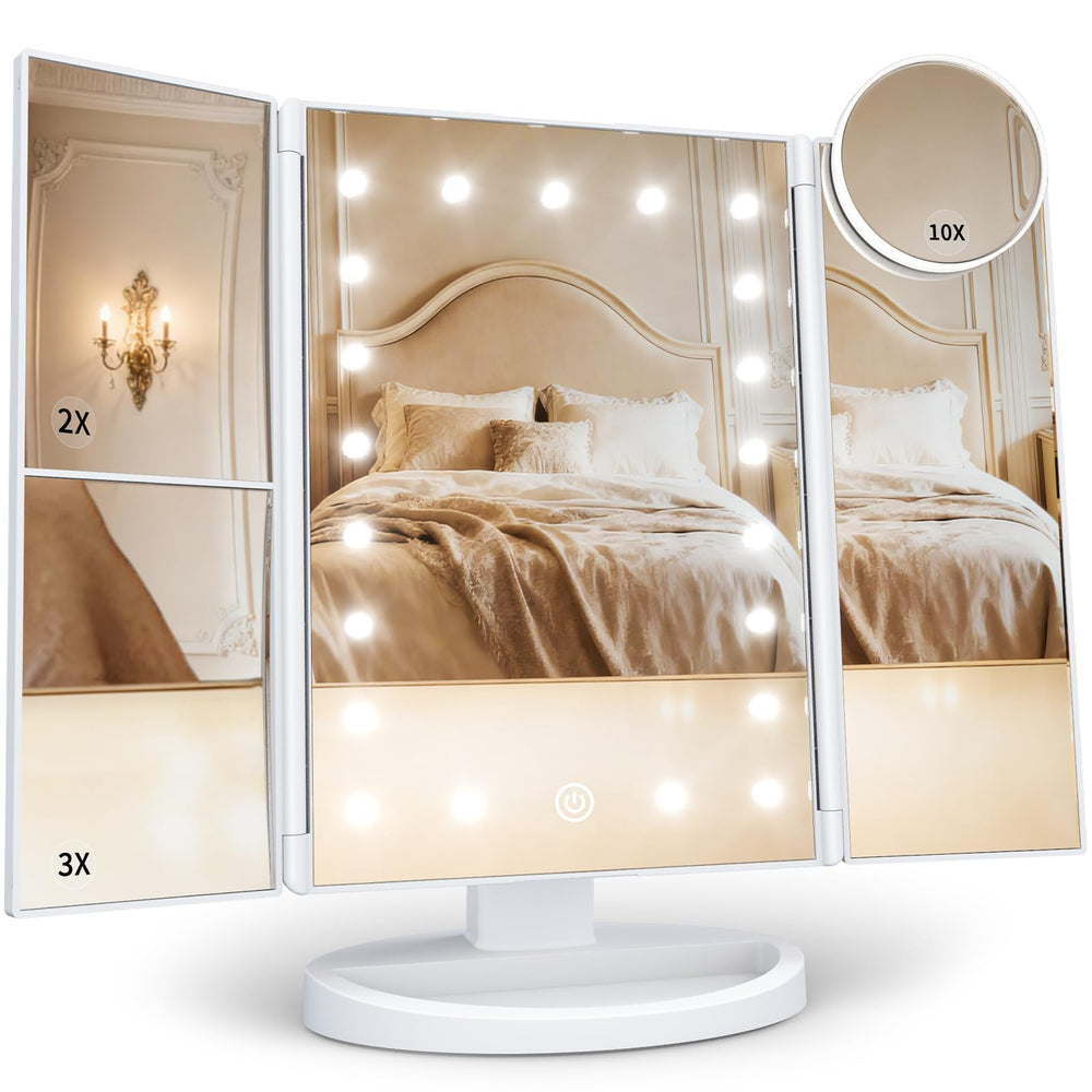 HUONUL makeup mirror with 21 LEDs for bright, even illumination