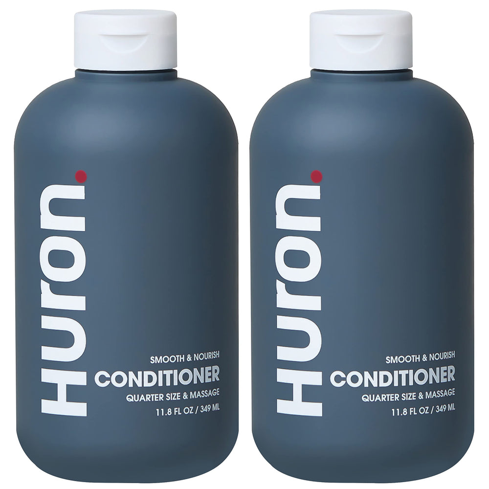 Huron Men's Conditioner bottle front demonstrates lightweight hydration for frizz control