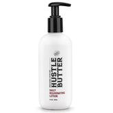 Hustle Butter Deluxe tattoo aftercare bottle close-up for daily hydration.