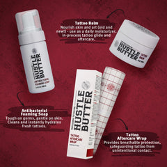 Hustle Butter Tattoo Bubbles-foaming cleanses gently, keeping ink clean during healing.