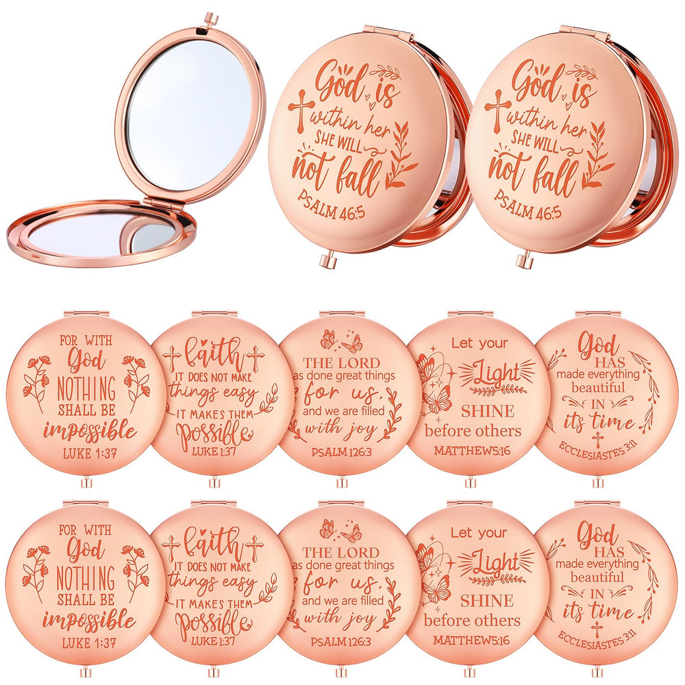 Huwena rose-gold-compact-mirror for travel and on-the-go makeup touch-ups