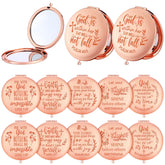Huwena rose-gold-compact-mirror for travel and on-the-go makeup touch-ups