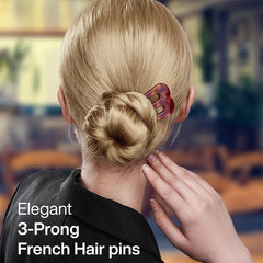 HYFEEL large French hair pin brown 3-prong enhances elegant updos for long hair