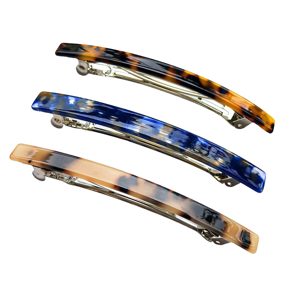HYFEEL long French barrette in navy blue with secure all-day hold.