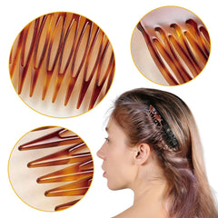 HYFEEL small-brown French side combs closeup reveals gentle touch that won't pull.