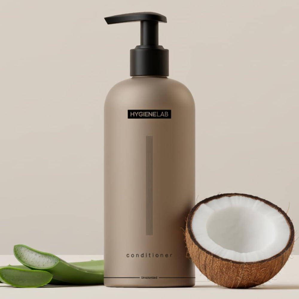 HygieneLab Conditioner for Men unscented bottle—great for sensitive noses and daily conditioning.