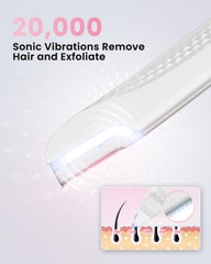 Hyhail Dermaplane Razor LED illumination closeup for accurate skin grooming.