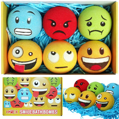 HZEX large emotion bath bombs set shows six emoji faces for mood-boosting baths