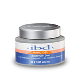 IBD hard gel clear overlays close-up shows crystal-clear finish for durable extensions.
