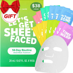I DEW CARE collagen sheet mask variety pack image showing 14 masks for hydration routine.