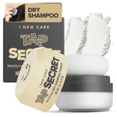I DEW CARE Tap Secret dry shampoo bottle pours for quick refresh on the go.